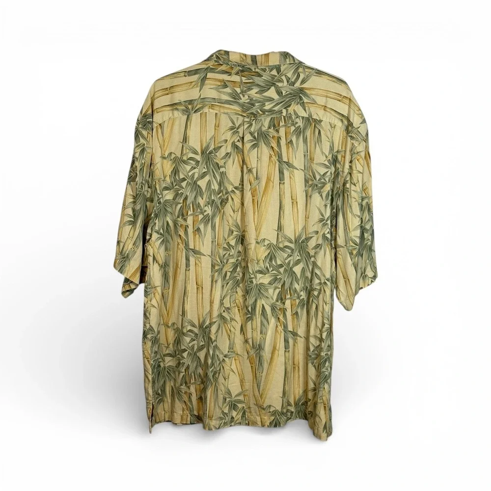 Jamaica‎ Jaxx Mens 100% Silk Bamboo Print Short Sleeve Button Up Shirt XL